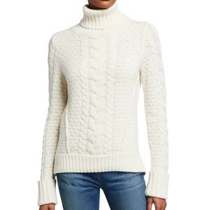 Veronica Beard Sereia Cable Knit Turtleneck Sweater XS Cashmere Blend